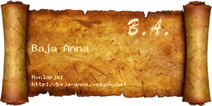 Baja Anna névjegykártya